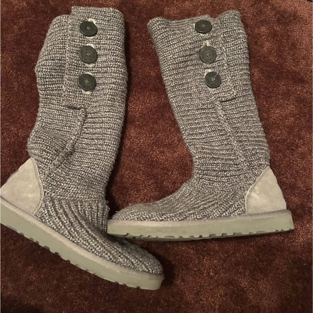 New UGG Cardy Knit Boots 8 Gray